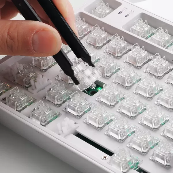 Redragon A113 HP2 Panda Crystal Mechanical Keyboard Switches Clear Lubed Tactile Switches for Keyboard DIY 3pin 60gf RGB MX Compatible Switches with Puller38 pcsCrystal Panda