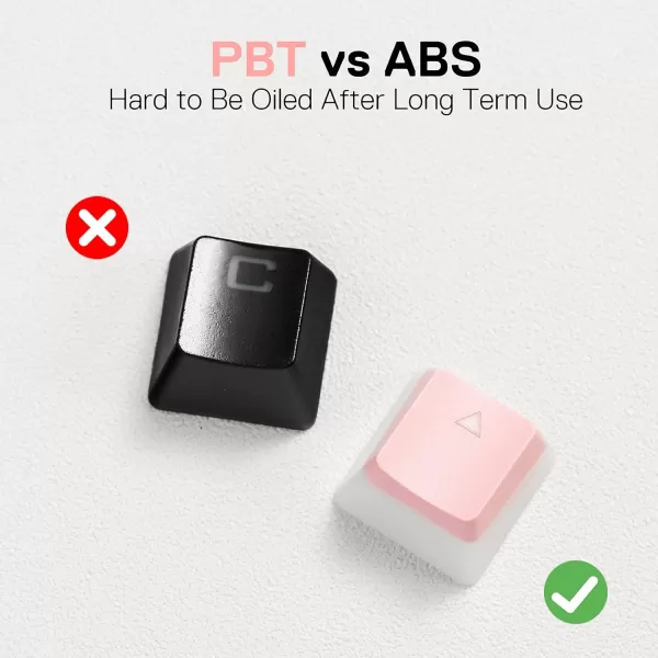 Redragon A130 Black Pudding Keycaps 104 Keys Standard Doubleshot PBT Keycap Set wTranslucent Layer for Mechanical Keyboard OEM Profile English US ANSI LayoutPink