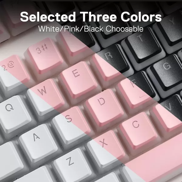 Redragon A130 Black Pudding Keycaps 104 Keys Standard Doubleshot PBT Keycap Set wTranslucent Layer for Mechanical Keyboard OEM Profile English US ANSI LayoutPink