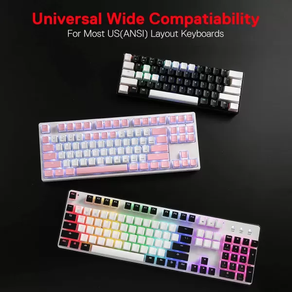 Redragon A130 Black Pudding Keycaps 104 Keys Standard Doubleshot PBT Keycap Set wTranslucent Layer for Mechanical Keyboard OEM Profile English US ANSI LayoutBlack