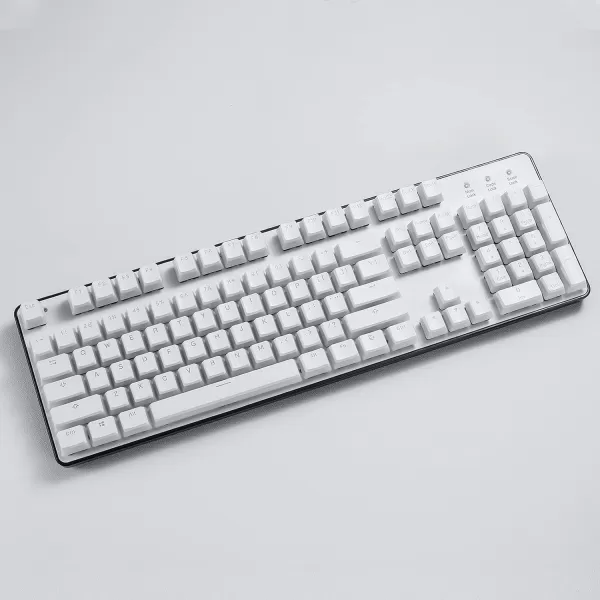 Redragon A130 Black Pudding Keycaps 104 Keys Standard Doubleshot PBT Keycap Set wTranslucent Layer for Mechanical Keyboard OEM Profile English US ANSI LayoutWhite
