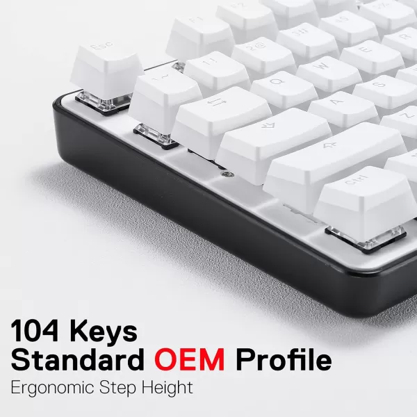 Redragon A130 Black Pudding Keycaps 104 Keys Standard Doubleshot PBT Keycap Set wTranslucent Layer for Mechanical Keyboard OEM Profile English US ANSI LayoutWhite