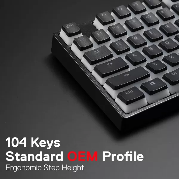 Redragon A130 Black Pudding Keycaps 104 Keys Standard Doubleshot PBT Keycap Set wTranslucent Layer for Mechanical Keyboard OEM Profile English US ANSI LayoutBlack