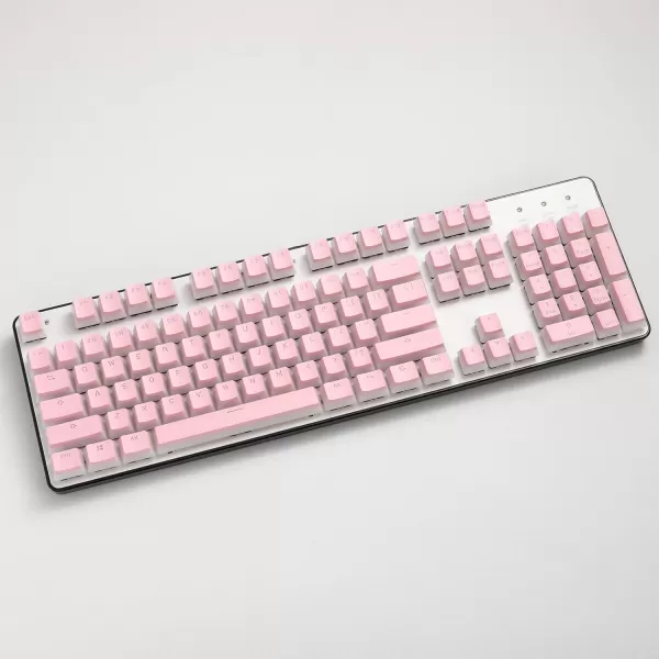 Redragon A130 Black Pudding Keycaps 104 Keys Standard Doubleshot PBT Keycap Set wTranslucent Layer for Mechanical Keyboard OEM Profile English US ANSI LayoutPink