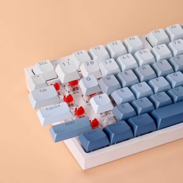 Redragon A134 Gradient Color Ombre Blue KeyCaps 104 Keys Standard Doubleshot PBT Keycap Set OEMCherry Profile English US ANSI Layout Compatible with All Redragon Mechanial KeyboardsOmbre Blue