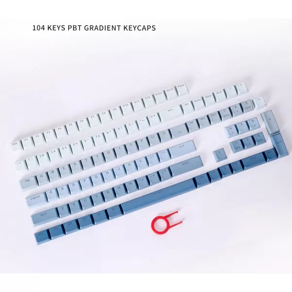 Redragon A134 Gradient Color Ombre Blue KeyCaps 104 Keys Standard Doubleshot PBT Keycap Set OEMCherry Profile English US ANSI Layout Compatible with All Redragon Mechanial KeyboardsOmbre Blue
