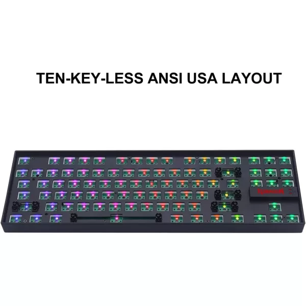 Redragon BBK552 Custom Gaming TKL Mechanical Keyboard Kit  80 87 Keys DIY RGB Fully Modular Keyboard  USB Wired Barebones Tenkeyless Keyboard HOT SWAPPABLE 3pin5pin Switch BlackTKL  87 Keys