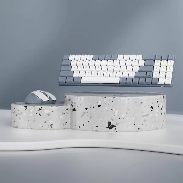 Redragon BS8772 Wireless Keyboard and Mouse Combo 75 78 Keys 24Ghz Wireless LowProfile Mechanical Keyboard wRechargeable Battery Single Blue Blacklight 2400 DPI Ergonomic MouseAsh Grey