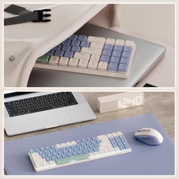 Redragon BS8772 Wireless Keyboard and Mouse Combo 75 78 Keys 24Ghz Wireless LowProfile Mechanical Keyboard wRechargeable Battery Single Blue Blacklight 2400 DPI Ergonomic MouseLollipop Blue