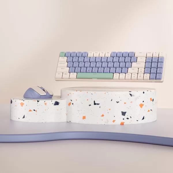Redragon BS8772 Wireless Keyboard and Mouse Combo 75 78 Keys 24Ghz Wireless LowProfile Mechanical Keyboard wRechargeable Battery Single Blue Blacklight 2400 DPI Ergonomic MouseLollipop Blue