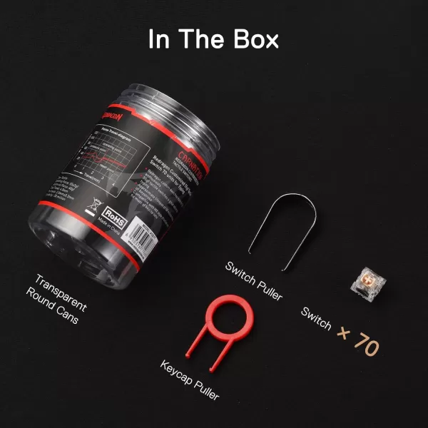 Redragon Carnation A120 Soft Tactile Mechanical Switch 3Pin Plate Mounted Quiet Tactile Equivalent HotSwappable DIY Keyboard Switch Mod 50 Million Click70 pcs Switches Keycap  Switch PullerCarnation  Tactile