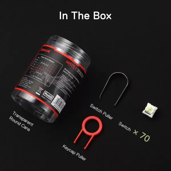 Redragon Carnation A120 Soft Tactile Mechanical Switch 3Pin Plate Mounted Quiet Tactile Equivalent HotSwappable DIY Keyboard Switch Mod 50 Million Click70 pcs Switches Keycap  Switch PullerMaple  Soft Linear