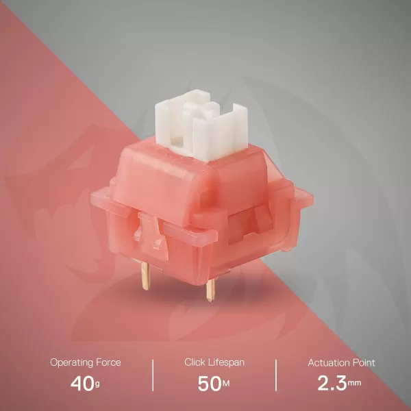 Redragon Carnation A120 Soft Tactile Mechanical Switch 3Pin Plate Mounted Quiet Tactile Equivalent HotSwappable DIY Keyboard Switch Mod 50 Million Click70 pcs Switches Keycap  Switch PullerRose  Silent Linear