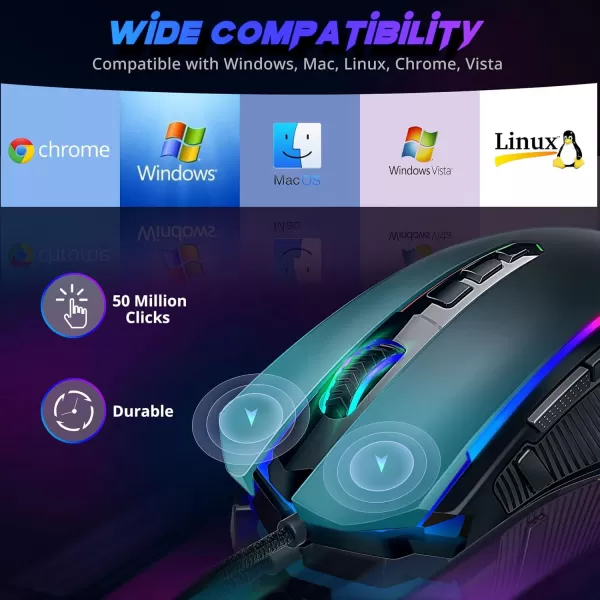 Redragon Gaming Mouse Wired Gaming Mouse with RGB Backlit 8000 DPI Adjustable Mouse with 9 Programmable Macro Buttons ampamp Fire Button Software Supports DIY Keybinds M910KBlack