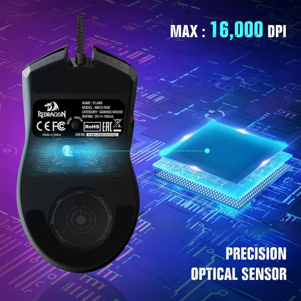 Redragon Gaming Mouse Wired Gaming Mouse with RGB Backlit 8000 DPI Adjustable Mouse with 9 Programmable Macro Buttons ampamp Fire Button Software Supports DIY Keybinds M910KBlack