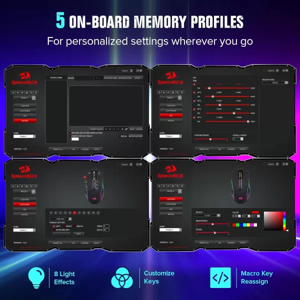 Redragon Gaming Mouse Wired Gaming Mouse with RGB Backlit 8000 DPI Adjustable Mouse with 9 Programmable Macro Buttons ampamp Fire Button Software Supports DIY Keybinds M910KBlack