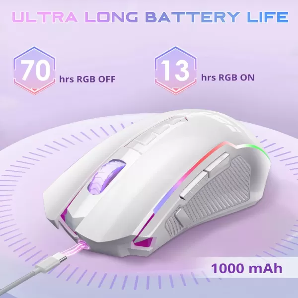 Redragon Gaming Mouse Wireless Mouse Gaming with 8000 DPI PC Gaming Mice with Fire Button RGB Backlit Programmable Ergonomic Mouse Gamer Rechargeable 70Hrs for Windows Mac Gamer BlackWhite