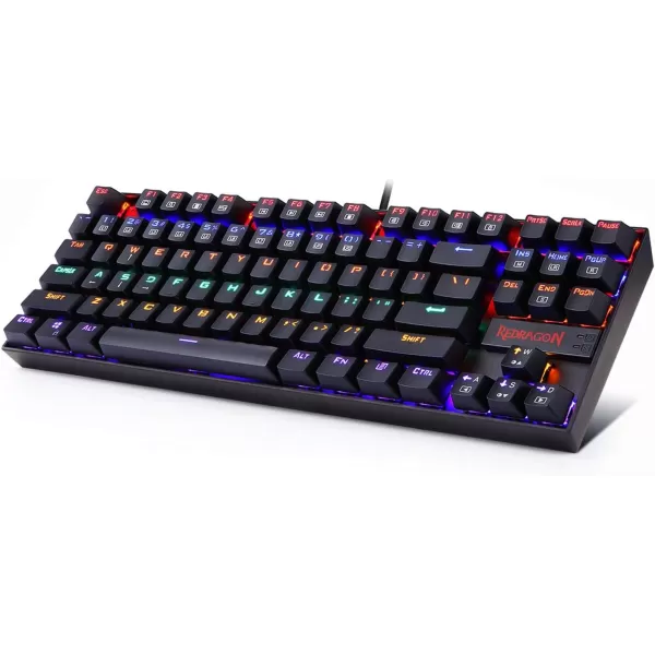 Redragon K552 Mechanical Gaming Keyboard Rainbow LED Backlit Wired with AntiDust Proof Switches for Windows PC White 87 Key Red SwitchBlack
