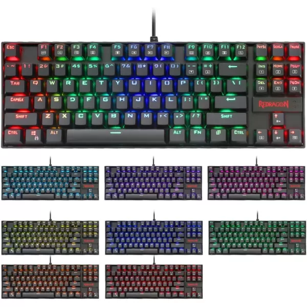 Redragon K552 Mechanical Gaming Keyboard Rainbow LED Backlit Wired with AntiDust Proof Switches for Windows PC White 87 Key Red SwitchBlack