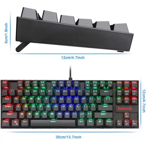 Redragon K552 Mechanical Gaming Keyboard Rainbow LED Backlit Wired with AntiDust Proof Switches for Windows PC White 87 Key Red SwitchBlack