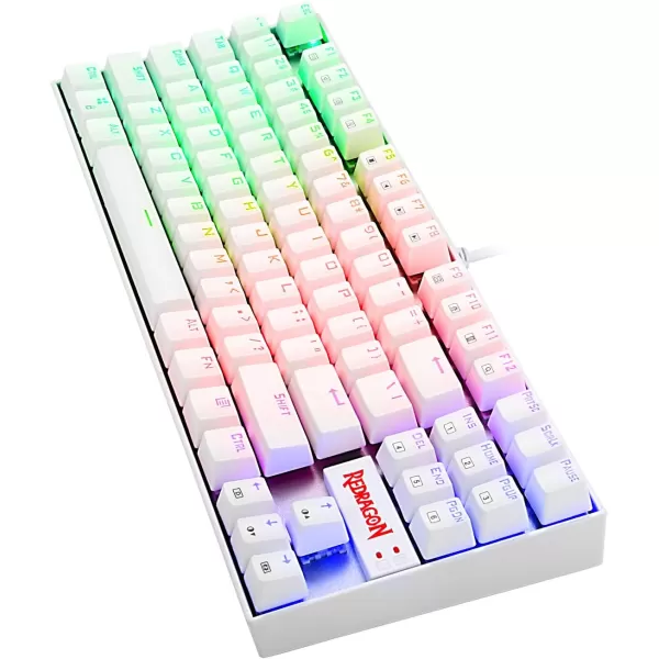 Redragon K552 Mechanical Gaming Keyboard Rainbow LED Backlit Wired with AntiDust Proof Switches for Windows PC White 87 Key Red SwitchWhite