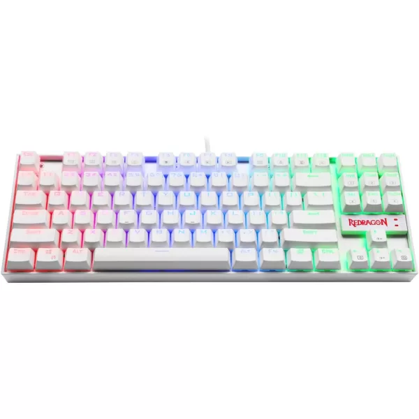 Redragon K552 Mechanical Gaming Keyboard Rainbow LED Backlit Wired with AntiDust Proof Switches for Windows PC White 87 Key Red SwitchWhite