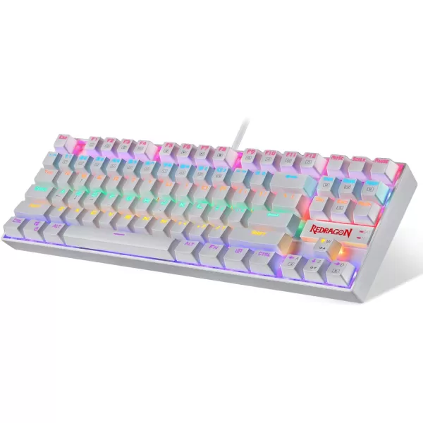 Redragon K552 Mechanical Gaming Keyboard Rainbow LED Backlit Wired with AntiDust Proof Switches for Windows PC White 87 Key Red SwitchWhite