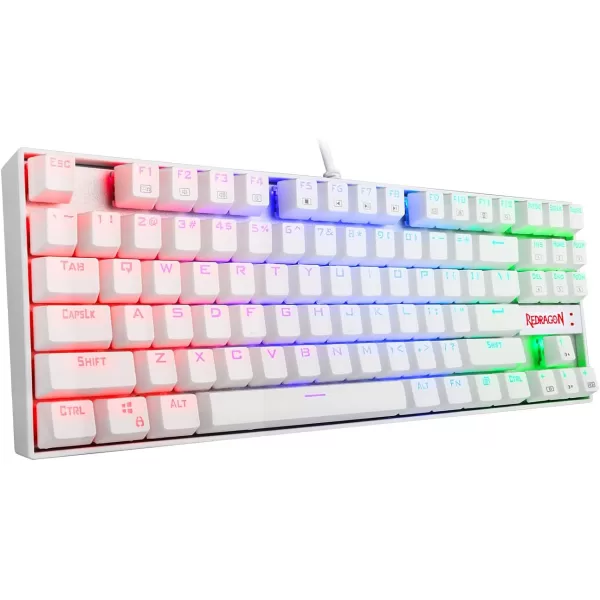 Redragon K552 Mechanical Gaming Keyboard Rainbow LED Backlit Wired with AntiDust Proof Switches for Windows PC White 87 Key Red SwitchWhite