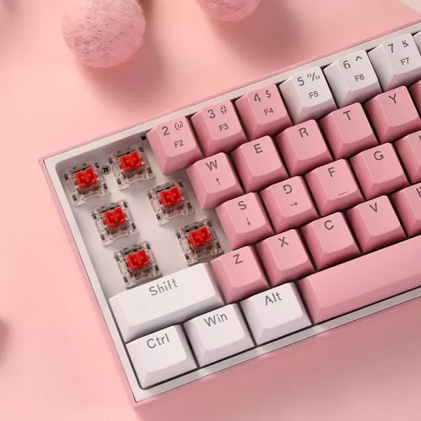 Redragon K617 Fizz 60 Wired RGB Gaming Keyboard 61 Keys HotSwap Compact Mechanical Keyboard wWhite and Grey Color Keycaps Linear Red Switch Pro DriverSoftware SupportedPink