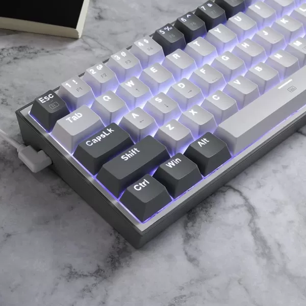 Redragon K617 Fizz 60 Wired RGB Gaming Keyboard 61 Keys HotSwap Compact Mechanical Keyboard wWhite and Grey Color Keycaps Linear Red Switch Pro DriverSoftware SupportedGrey