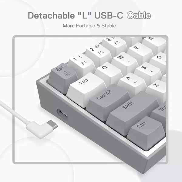 Redragon K617 Fizz 60 Wired RGB Gaming Keyboard 61 Keys HotSwap Compact Mechanical Keyboard wWhite and Grey Color Keycaps Linear Red Switch Pro DriverSoftware SupportedGrey