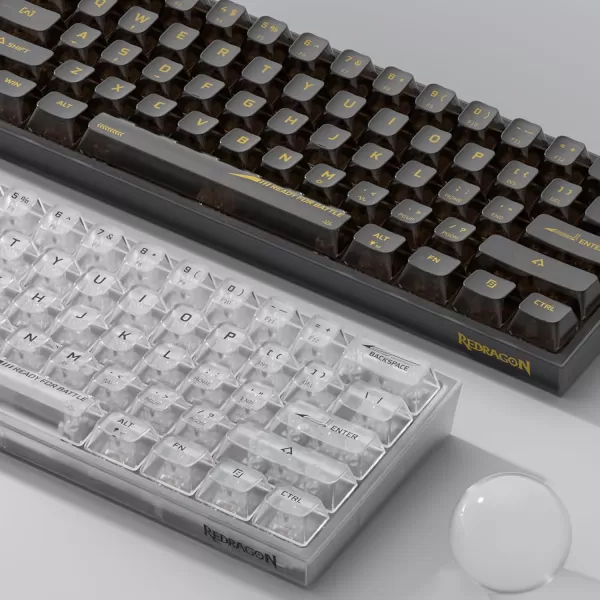 Redragon K617 Fizz 60 Wired RGB Gaming Keyboard 61 Keys HotSwap Compact Mechanical Keyboard wWhite and Grey Color Keycaps Linear Red Switch Pro DriverSoftware SupportedBlack Transparent