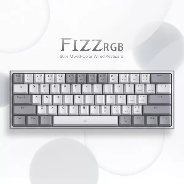Redragon K617 Fizz 60 Wired RGB Gaming Keyboard 61 Keys HotSwap Compact Mechanical Keyboard wWhite and Grey Color Keycaps Linear Red Switch Pro DriverSoftware SupportedGrey