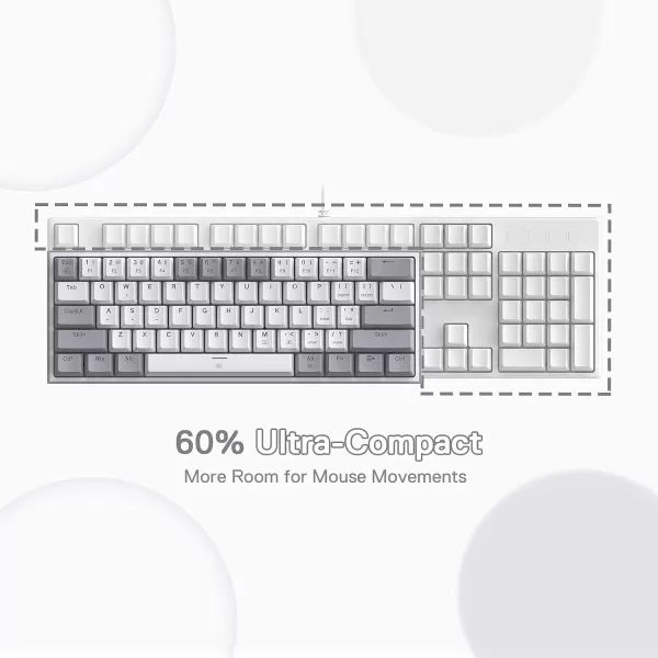 Redragon K617 Fizz 60 Wired RGB Gaming Keyboard 61 Keys HotSwap Compact Mechanical Keyboard wWhite and Grey Color Keycaps Linear Red Switch Pro DriverSoftware SupportedGrey