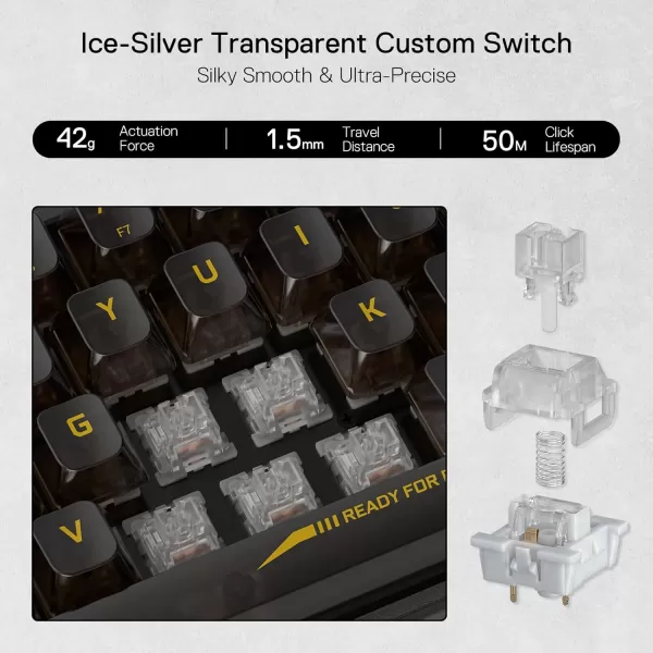 Redragon K617 Fizz 60 Wired RGB Gaming Keyboard 61 Keys HotSwap Compact Mechanical Keyboard wWhite and Grey Color Keycaps Linear Red Switch Pro DriverSoftware SupportedBlack Transparent