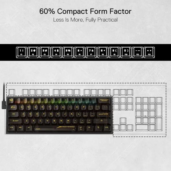 Redragon K617 Fizz 60 Wired RGB Gaming Keyboard 61 Keys HotSwap Compact Mechanical Keyboard wWhite and Grey Color Keycaps Linear Red Switch Pro DriverSoftware SupportedBlack Transparent