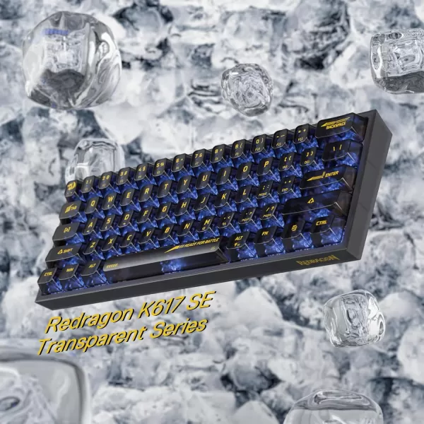 Redragon K617 Fizz 60 Wired RGB Gaming Keyboard 61 Keys HotSwap Compact Mechanical Keyboard wWhite and Grey Color Keycaps Linear Red Switch Pro DriverSoftware SupportedBlack Transparent