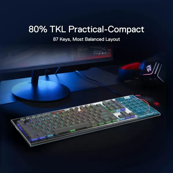 Redragon K621 Horus TKL Wireless RGB Mechanical Keyboard 50 BT24 GhzWired Three Modes 80 UltraThin Low Profile BT Keyboard wDedicated Media Control ampamp Linear Red Switches WhiteSilver Red Switch