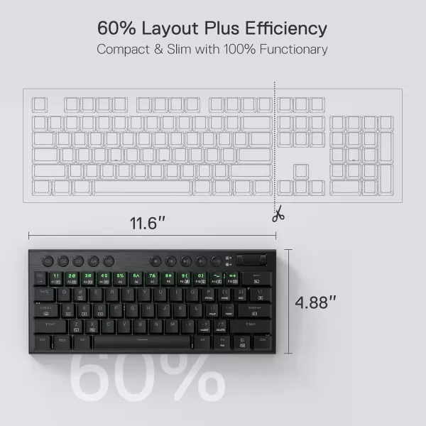Redragon K621 Horus TKL Wireless RGB Mechanical Keyboard 50 BT24 GhzWired Three Modes 80 UltraThin Low Profile BT Keyboard wDedicated Media Control ampamp Linear Red Switches WhiteBlack Red Switch