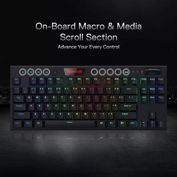 Redragon K621 Horus TKL Wireless RGB Mechanical Keyboard 50 BT24 GhzWired Three Modes 80 UltraThin Low Profile BT Keyboard wDedicated Media Control ampamp Linear Red Switches WhiteBlack Brown Switch