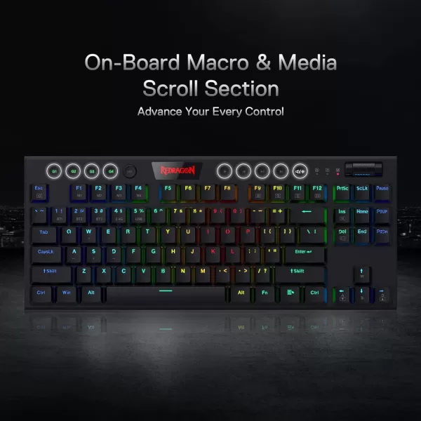 Redragon K621 Horus TKL Wireless RGB Mechanical Keyboard 50 BT24 GhzWired Three Modes 80 UltraThin Low Profile BT Keyboard wDedicated Media Control ampamp Linear Red Switches WhiteBlack Red Switch