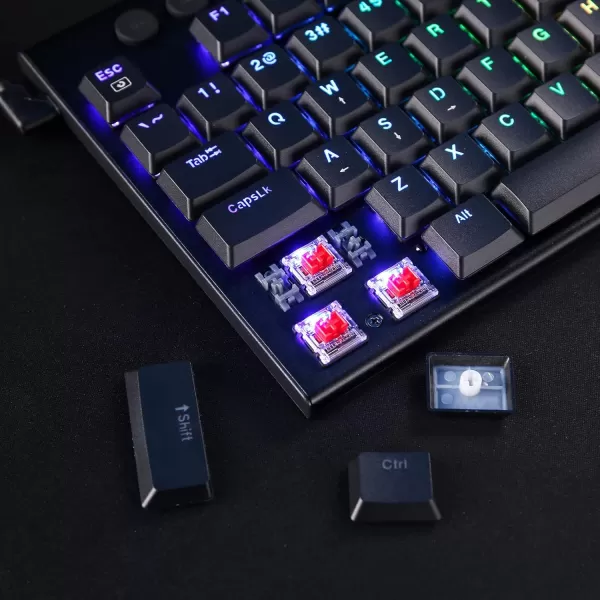 Redragon K621 Horus TKL Wireless RGB Mechanical Keyboard 50 BT24 GhzWired Three Modes 80 UltraThin Low Profile BT Keyboard wDedicated Media Control ampamp Linear Red Switches WhiteBlack Red Switch