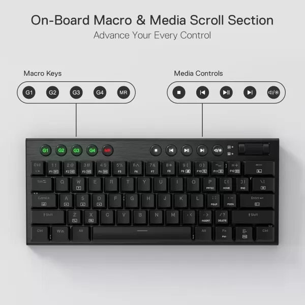 Redragon K621 Horus TKL Wireless RGB Mechanical Keyboard 50 BT24 GhzWired Three Modes 80 UltraThin Low Profile BT Keyboard wDedicated Media Control ampamp Linear Red Switches WhiteBlack Red Switch