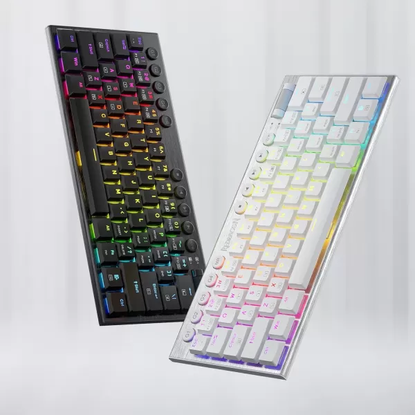 Redragon K621 Horus TKL Wireless RGB Mechanical Keyboard 50 BT24 GhzWired Three Modes 80 UltraThin Low Profile BT Keyboard wDedicated Media Control ampamp Linear Red Switches WhiteWhite