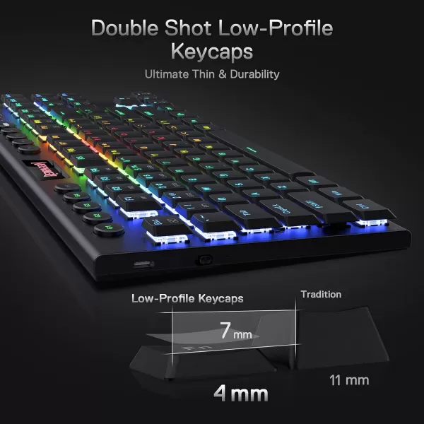 Redragon K621 Horus TKL Wireless RGB Mechanical Keyboard 50 BT24 GhzWired Three Modes 80 UltraThin Low Profile BT Keyboard wDedicated Media Control ampamp Linear Red Switches WhiteBlack Brown Switch