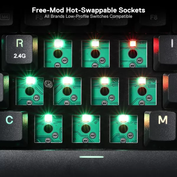 Redragon K621 Horus TKL Wireless RGB Mechanical Keyboard 50 BT24 GhzWired Three Modes 80 UltraThin Low Profile BT Keyboard wDedicated Media Control ampamp Linear Red Switches WhiteBlack Red Switch