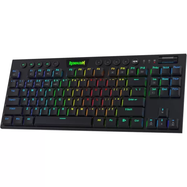 Redragon K621 Horus TKL Wireless RGB Mechanical Keyboard 50 BT24 GhzWired Three Modes 80 UltraThin Low Profile BT Keyboard wDedicated Media Control ampamp Linear Red Switches WhiteBlack Red Switch