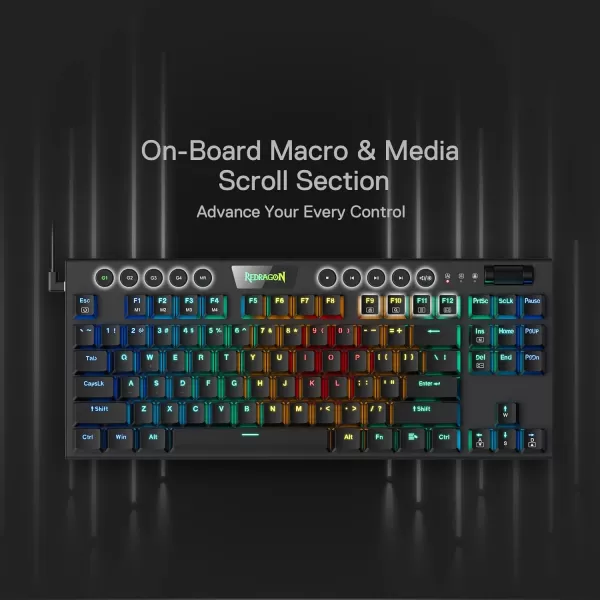 Redragon K621 Horus TKL Wireless RGB Mechanical Keyboard 50 BT24 GhzWired Three Modes 80 UltraThin Low Profile BT Keyboard wDedicated Media Control ampamp Linear Red Switches WhiteBlack Red Switch