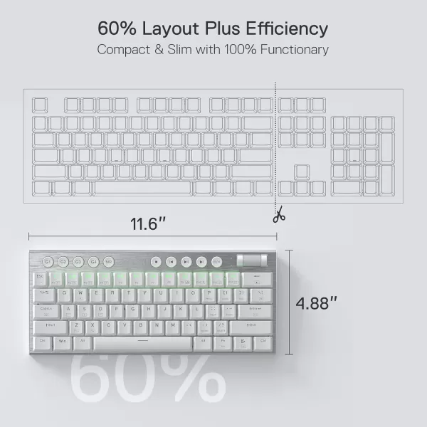Redragon K621 Horus TKL Wireless RGB Mechanical Keyboard 50 BT24 GhzWired Three Modes 80 UltraThin Low Profile BT Keyboard wDedicated Media Control ampamp Linear Red Switches WhiteWhite