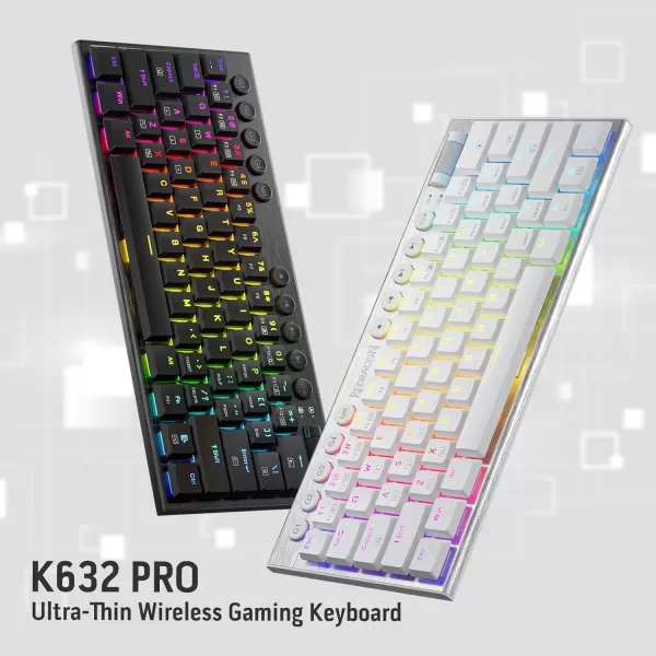 Redragon K621 Horus TKL Wireless RGB Mechanical Keyboard 50 BT24 GhzWired Three Modes 80 UltraThin Low Profile BT Keyboard wDedicated Media Control ampamp Linear Red Switches WhiteSilver Red Switch